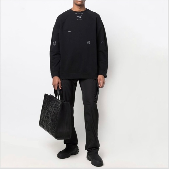 TTSWTRS  Logo Crew Neck Black Sweatshirt UNIFIT Distressed - Picture 2 of 11